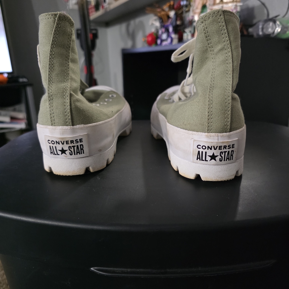 Olive Green High-Top Platform Sneakers - Picture 3 of 5